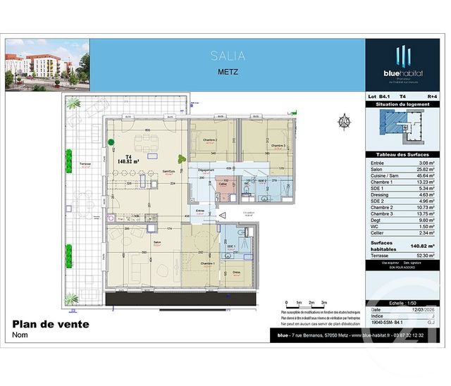Appartement F4 à vendre - 4 pièces - 140.82 m2 - METZ - 57 - LORRAINE - Century 21 Gestion Et Patrimoine